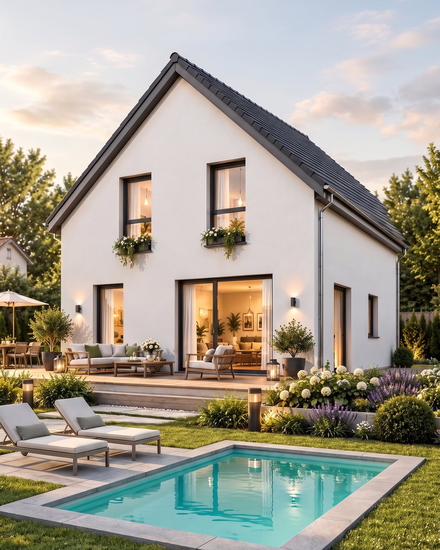 Haus mit Pool – Gartenseite