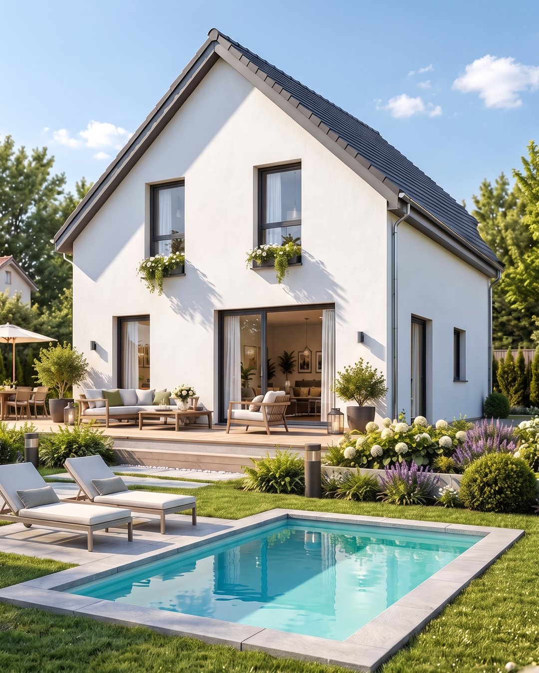 Haus mit Pool – Gartenseite
