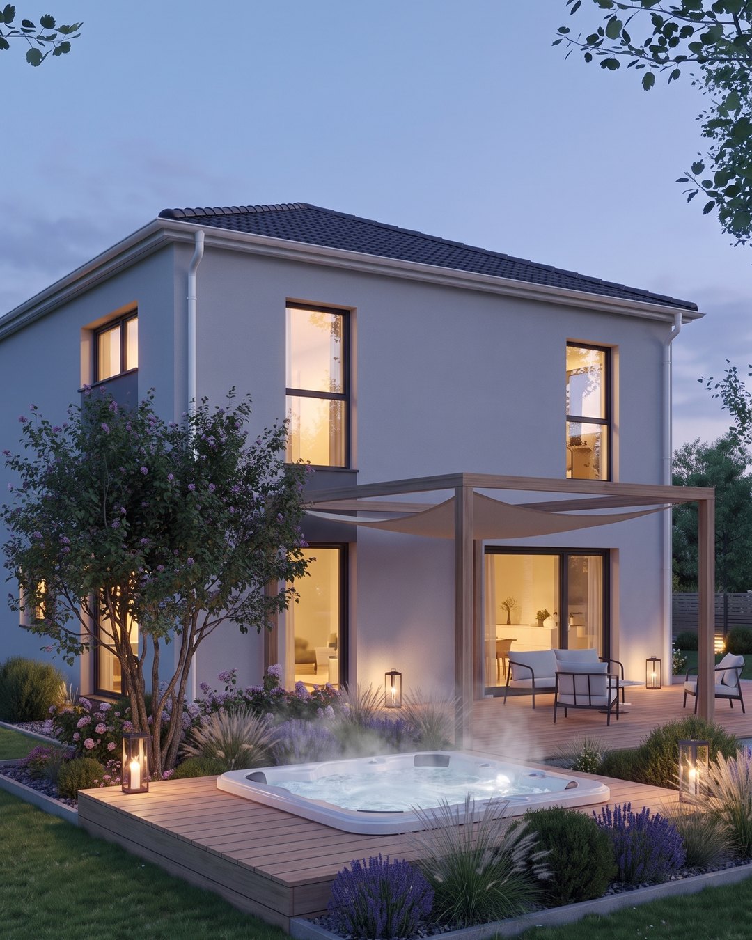 Haus mit Whirlpool – Gartenseite