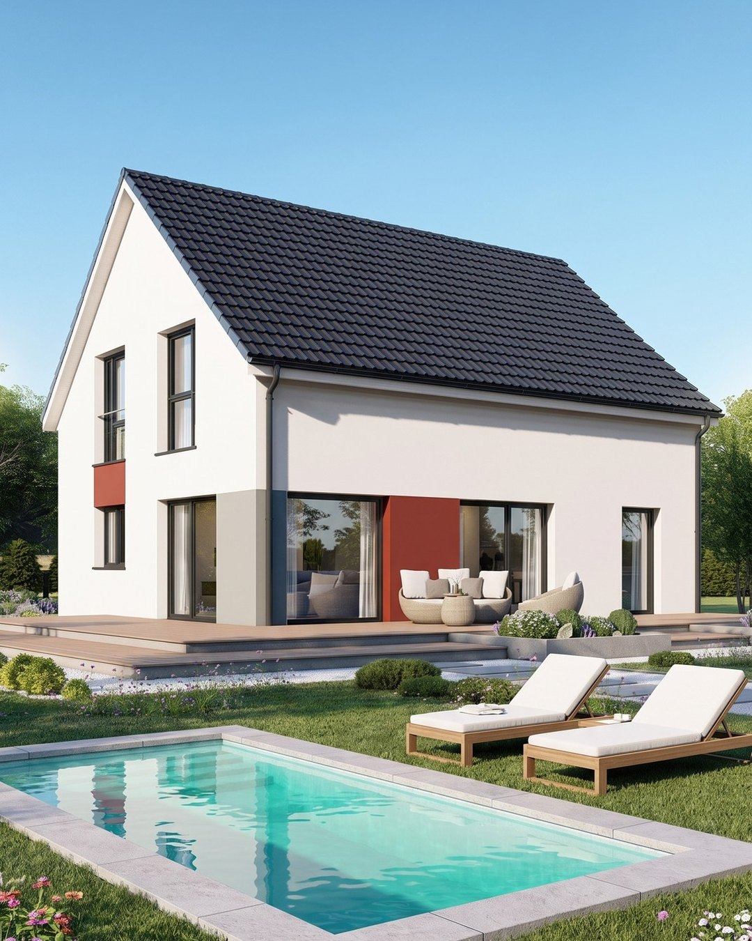 Haus mit Pool – Gartenseite