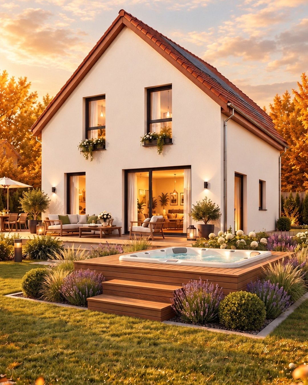 Haus mit Whirlpool – Gartenseite