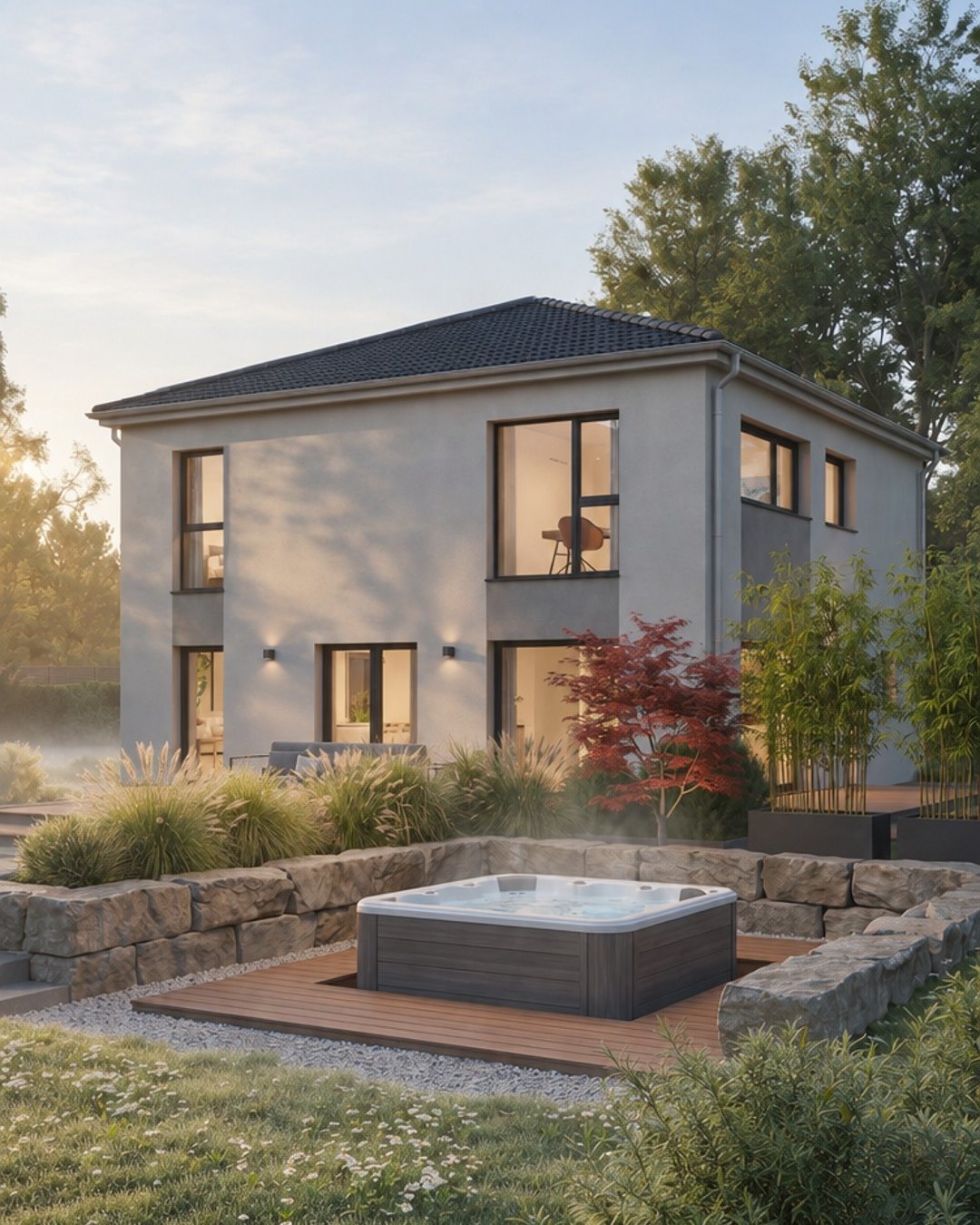 Haus mit Whirlpool – Gartenseite