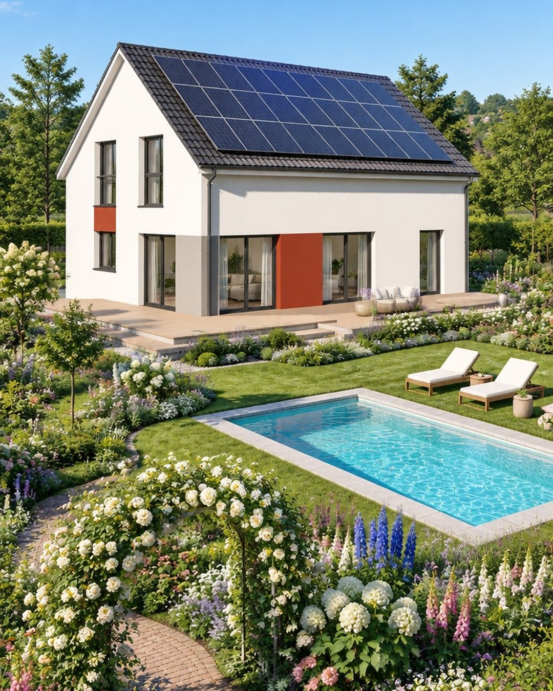 Haus mit Pool – Gartenseite