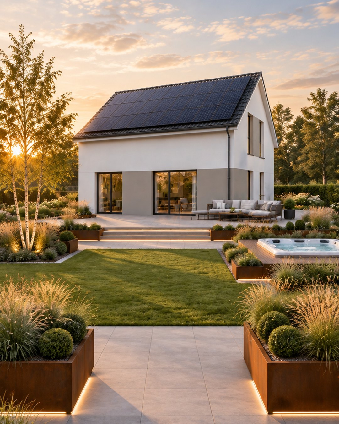 Haus mit Whirlpool – Gartenseite