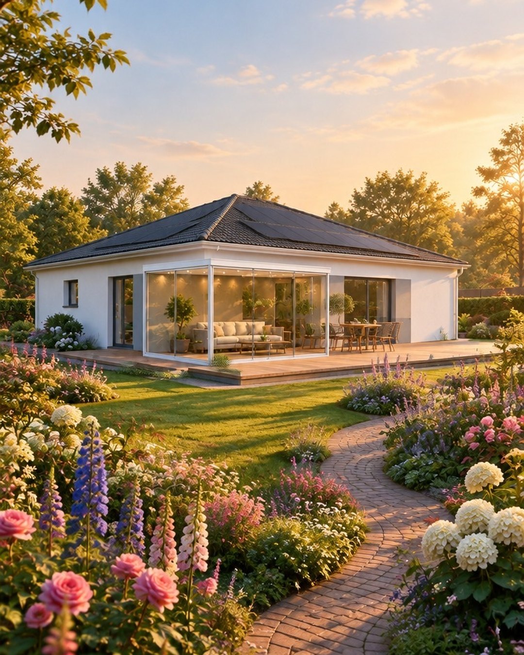 Haus mit Wintergarten – Gartenseite