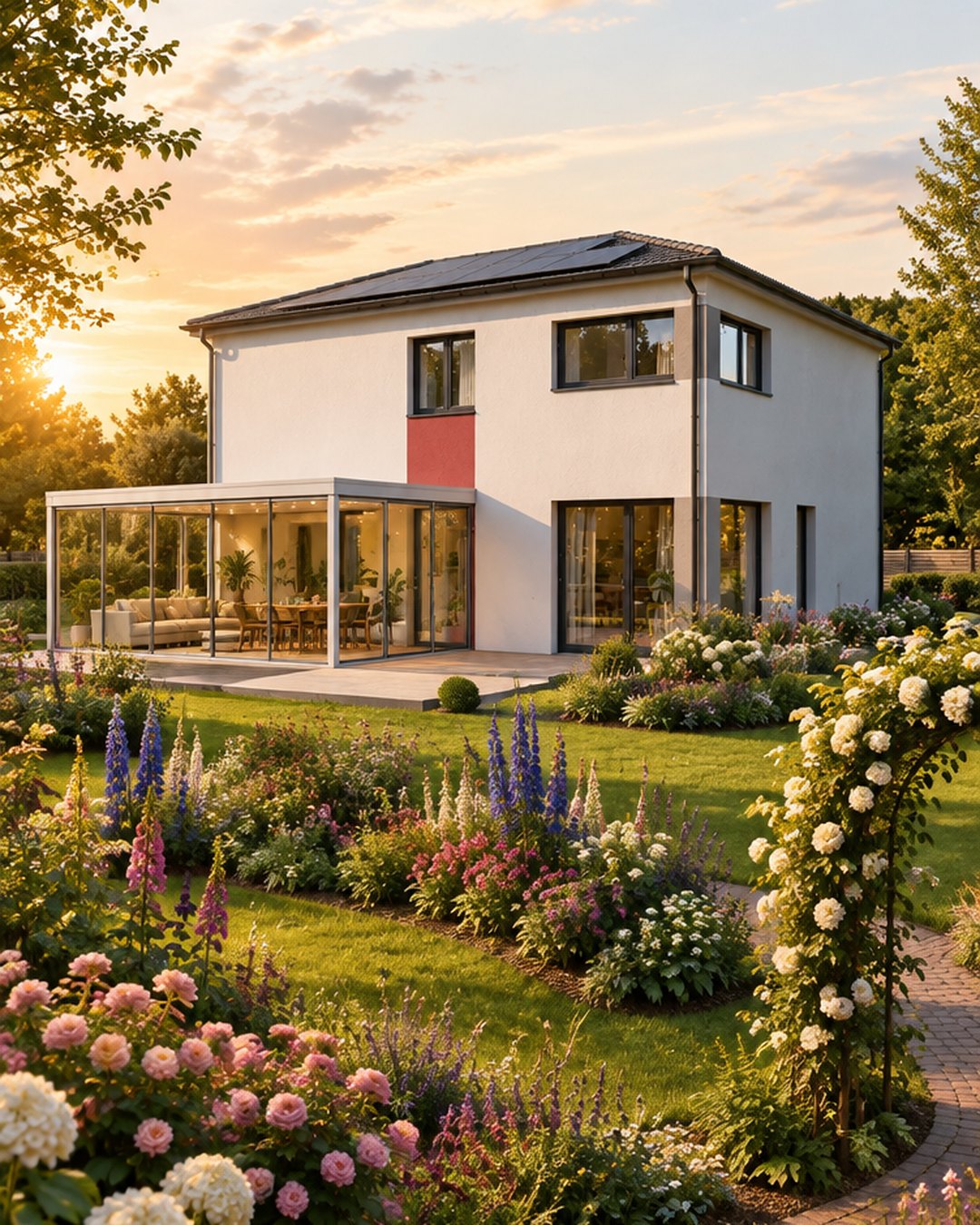 Haus mit Wintergarten – Gartenseite